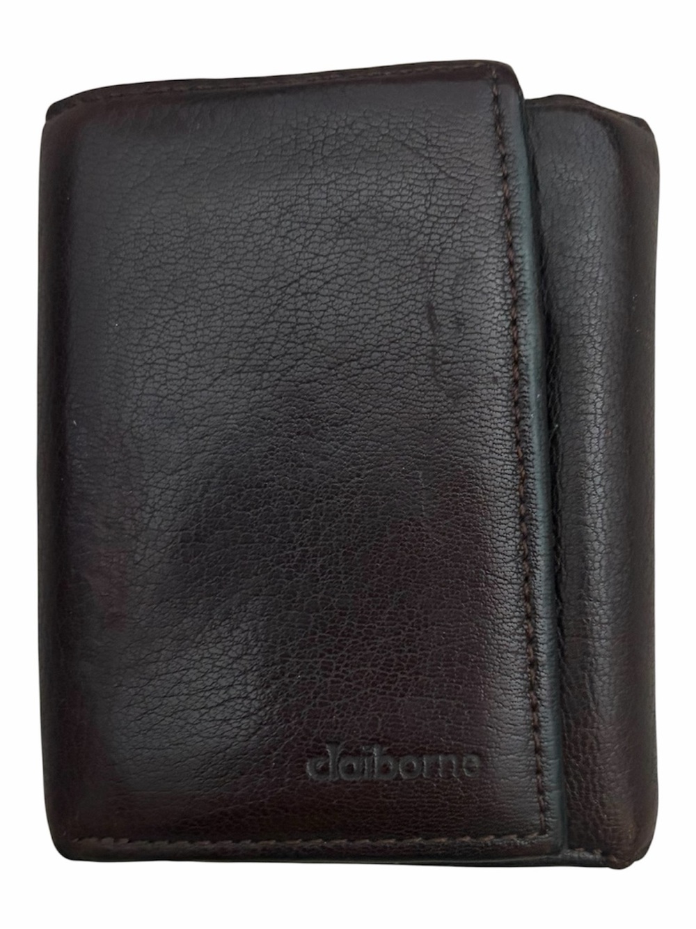 Claiborne Men's Trifold Leather Wallet - Dark Brown